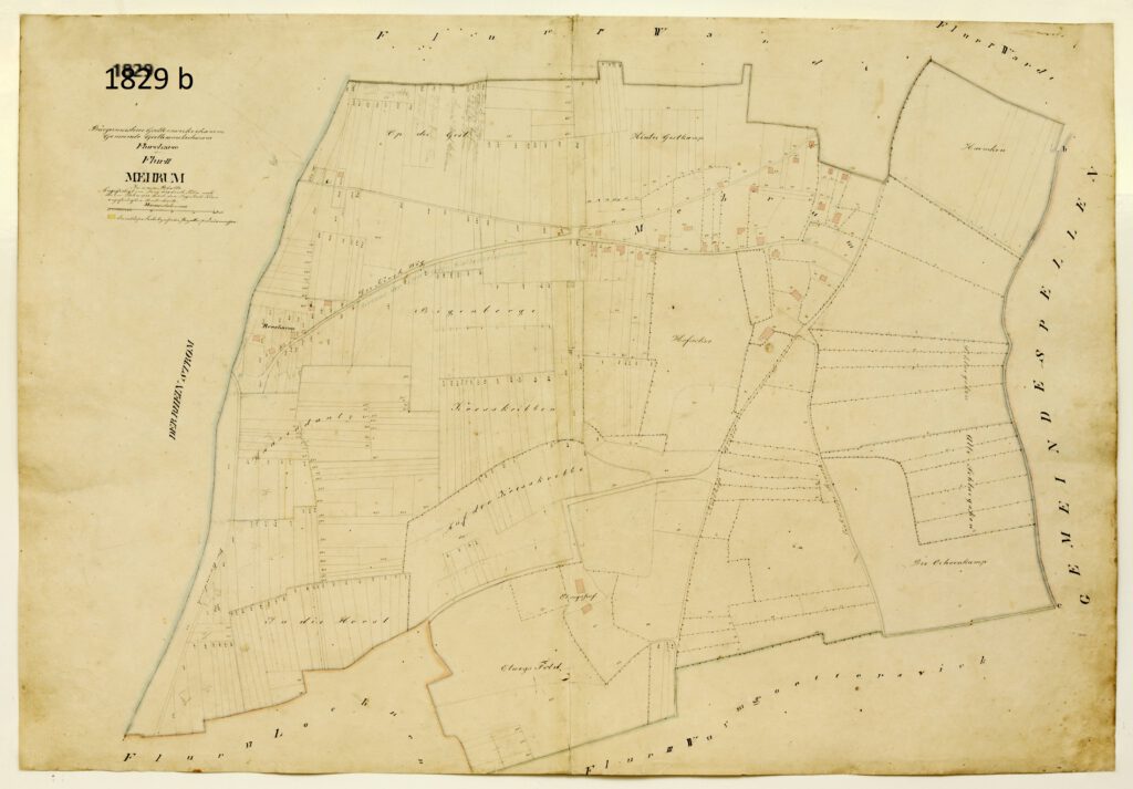 Flurkarte von 1829 der Flur Wardt.