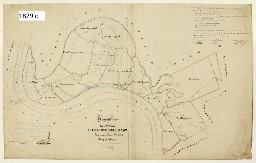 Gemeindekarte der Gemeinde Götterswickerhamm von 1829.